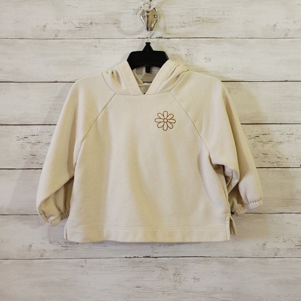 Old Navy Baby Girl Kids Cream Hoodie with Flower Embroidery Size 18-24 M